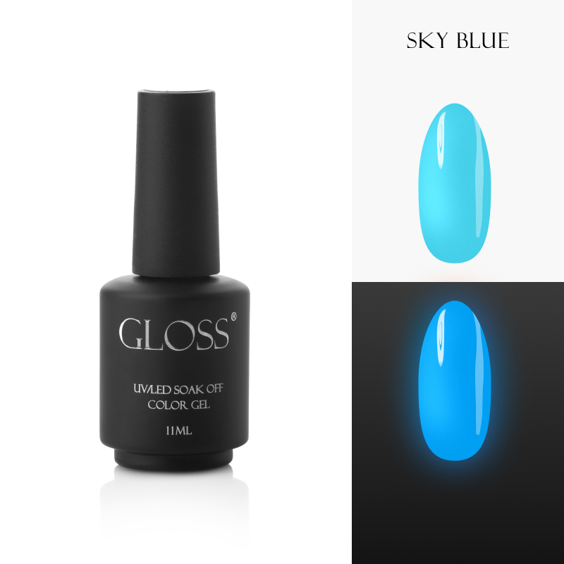 Luminescencyjny lakier hybrydowy Sky Blue Elf, 11 ml (jasny niebiański)